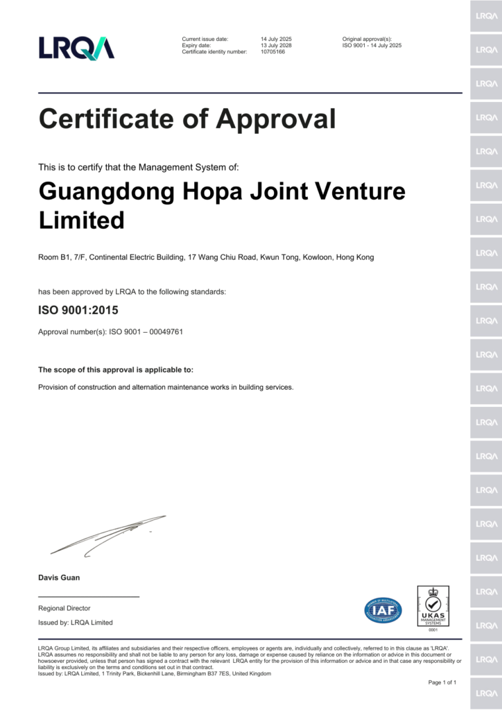 ISO 9001:2015 quality management certification